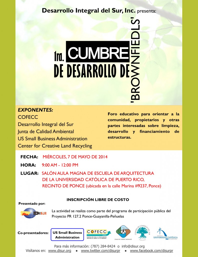 Flyer foro de desarrolladores de Brownfields FINAL